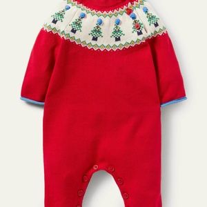 Mini Boden Christmas Fair Isle Sweater Romper